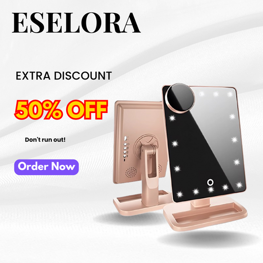 Eselora™ LED Makeup Mirror with Bluetooth & 10X Zoom